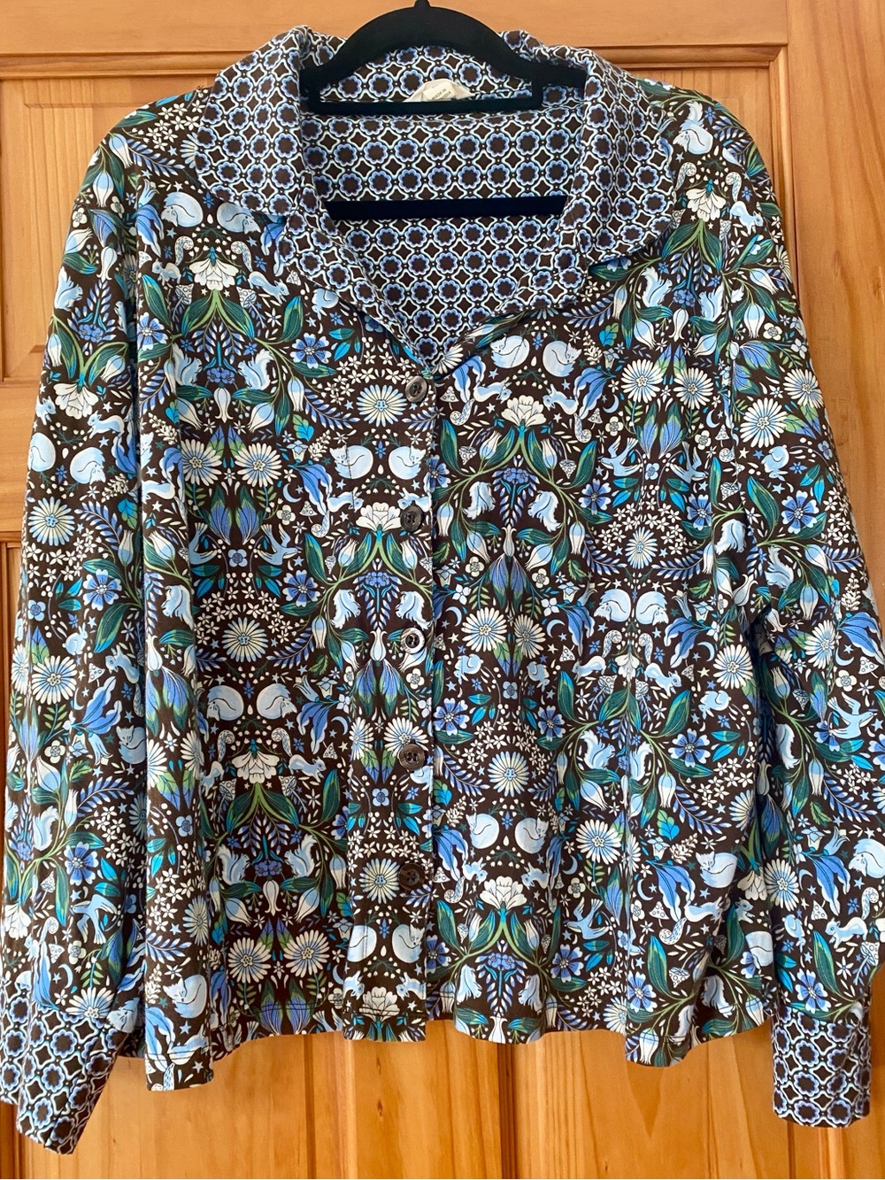 Vera Bradley Pajama Top XXL Woodland Floral Print Button Front Sleep Shirt